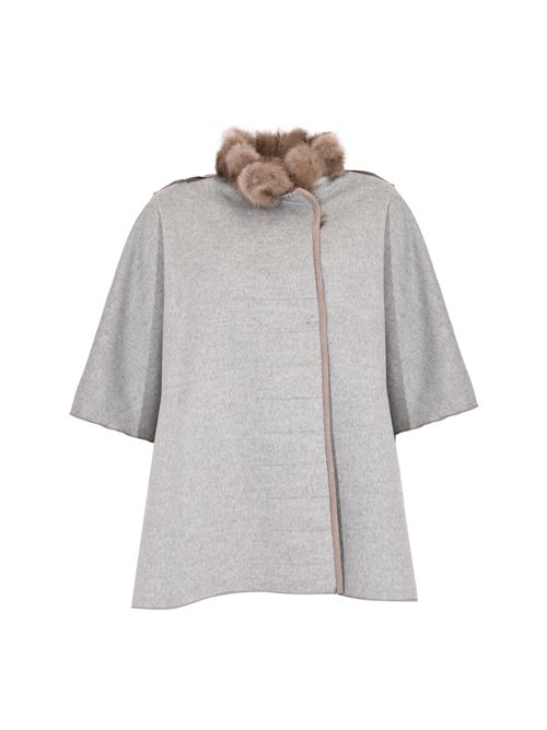 Mantella reversibile 4542 in lana e cashmere con inserti in pelliccia di zibellino MARESTER | MA 4542IVREA